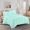 3 Piece Aqua Blue Edge Ruffle Frilled Duvet Cover Set (Duvet Cover + 2 Pillowcases) Queen 88'' x 88'' Button Closure Corner Ties view 1