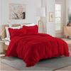 3 Piece Red Edge Ruffle Frilled Duvet Cover Set (Duvet Cover + 2 Pillowcases) Grand King 98'' x 116'' Button Closure Corner Ties view 1