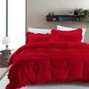 3 Piece Red Edge Ruffle Frilled Duvet Cover Set (Duvet Cover + 2 Pillowcases) Grand King 98'' x 116'' Button Closure Corner Ties view 2