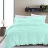 3 Piece Aqua Blue Edge Ruffle Frilled Duvet Cover Set (Duvet Cover + 2 Pillowcases) California King 92'' x 104'' Button Closure Corner Ties view 2