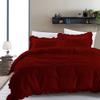 3 Piece Burgundy Edge Ruffle Frilled Duvet Cover Set (Duvet Cover + 2 Pillowcases) Super King 98'' x 108'' Button Closure Corner Ties view 2