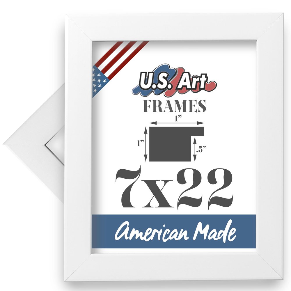 US Art 7x22 Chalk White Flat 1-Inch, Smooth Wrapped Finish Wood Composite Wall Decor Picture Poster Frame