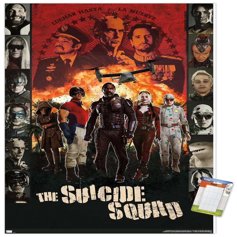 DC Comics Movie The Suicide Squad - Battle Group Wall Poster, 34L x 22.4W, Premium Poster & Mount Bundle