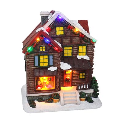 Christmas Village Log Cabin Tabletop Display - Pre-lit LED Musical Snow Village Houses - Perfect Addition to Your Christmas Indoor Decorations & Holiday Collections