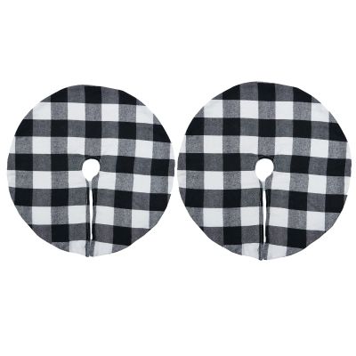 2 Pack Christmas Tree Skirt Decorations 15 Inch Mini Xmas Tree Skirt, Buffalo Plaid Tree Skirt for Family Christmas Party Holiday Decoration