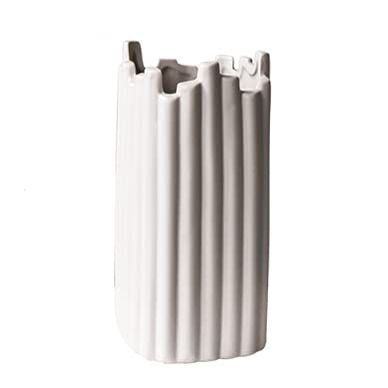 Ceramic Joe Creative Irregular Art Vase Handmade Home Restaurant Flower Arrangement Decor (White-10in)