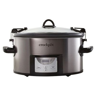 Crock Pot 7-qt Nonstick Ceramic Coating Cook & Carry Programmable Easy-Clean Slow Cooker Stainless Steel