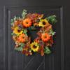 VOSAREA Wreath Plant Garland Hanging Thanksgiving Decorations Maple Leaves Pumpkin Garland Harvest Decoration Fake Flower Garland Hanging Party Decor Fake Garland Autumn Ornament Rattan view 2