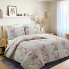 3-Piece Cotton Queen Quilt Bedding Set, Morning Glory Floral Lightweight Reversible Coverlet Bedspread for All Season view 1