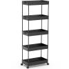 SPACEKEEPER 5-Tier Rolling Cart, Bathroom Storage Organizer Utility Cart, Mobile Shelving Unit Slide Out Shelves for Kitchen Living Room Laundry Room & Dressers, Black view 1
