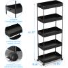 SPACEKEEPER 5-Tier Rolling Cart, Bathroom Storage Organizer Utility Cart, Mobile Shelving Unit Slide Out Shelves for Kitchen Living Room Laundry Room & Dressers, Black view 3