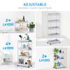 SPACEKEEPER 5-Tier Rolling Cart, Bathroom Storage Organizer Utility Cart, Mobile Shelving Unit Slide Out Shelves for Kitchen Living Room Laundry Room & Dressers,Gray view 4
