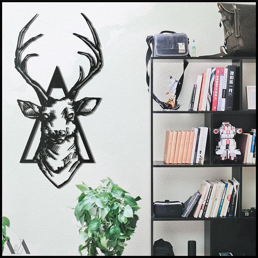 LaModaHome Deer v.3 50x100 cm[19.7"x39.4" in] Metal Wall Art,Wall Decor, Living Room, Bedroom, Kitchen, Bathroom Interior Outdoor Decoration, Wall Hanging