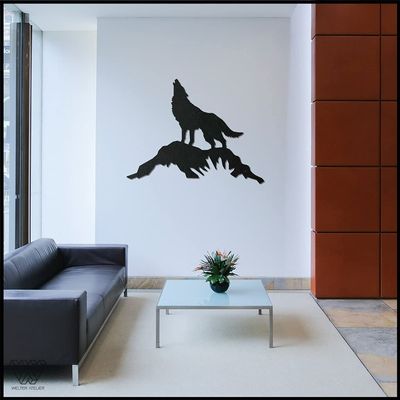 LaModaHome Wolf v.3 70x90 cm[27.5"x35.4" in] Metal Wall Art,Wall Decor, Living Room, Bedroom, Kitchen, Bathroom Interior Outdoor Decoration, Wall Hanging