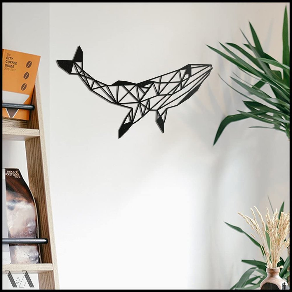 LaModaHome Whale 53x100 cm[20.8"x39.4" in] Metal Wall Art,Wall Decor, Living Room, Bedroom, Kitchen, Bathroom Interior Outdoor Decoration, Wall Hanging
