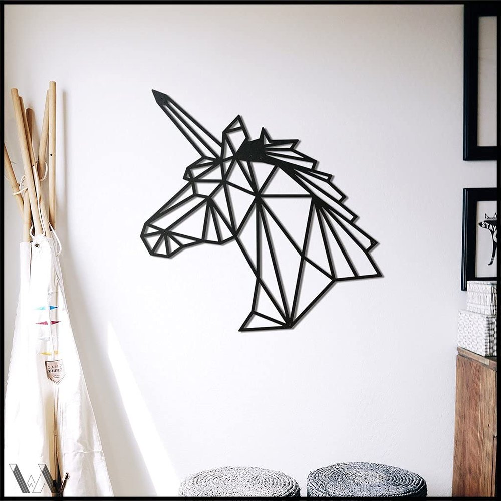 Unicorn 70x70 cm[27.5"x27.5" in] Metal Wall Art, Decor, Living Room, Bedroom, Kitchen, Bathroom Interior Outdoor Decoration by LaModaHome