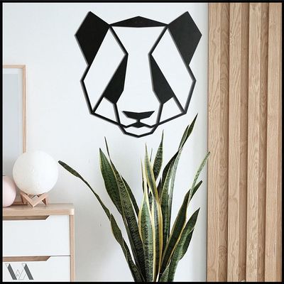 LaModaHome Panda 70x70 cm[27.5"x27.5" in] Metal Wall Art,Wall Decor, Living Room, Bedroom, Kitchen, Bathroom Interior Outdoor Decoration, Wall Hanging