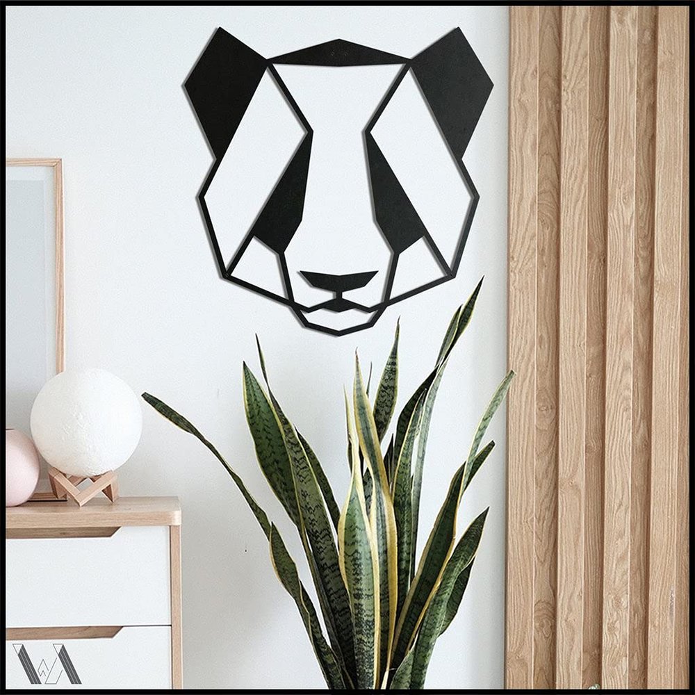 LaModaHome Panda 70x70 cm[27.5"x27.5" in] Metal Wall Art,Wall Decor, Living Room, Bedroom, Kitchen, Bathroom Interior Outdoor Decoration, Wall Hanging