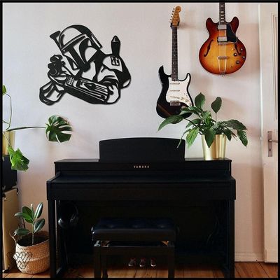 LaModaHome Boba Fett 70x78 cm[27.5"x30.7" in] Metal Wall Art,Wall Decor, Living Room, Bedroom, Kitchen, Bathroom Interior Outdoor Decoration, Wall Hanging