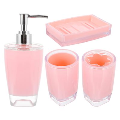 4-Piece White Bathroom Set Countertop Accessories Soap Dish Toothbrush Holder Bathing Supplies Elegant for Home Hotel