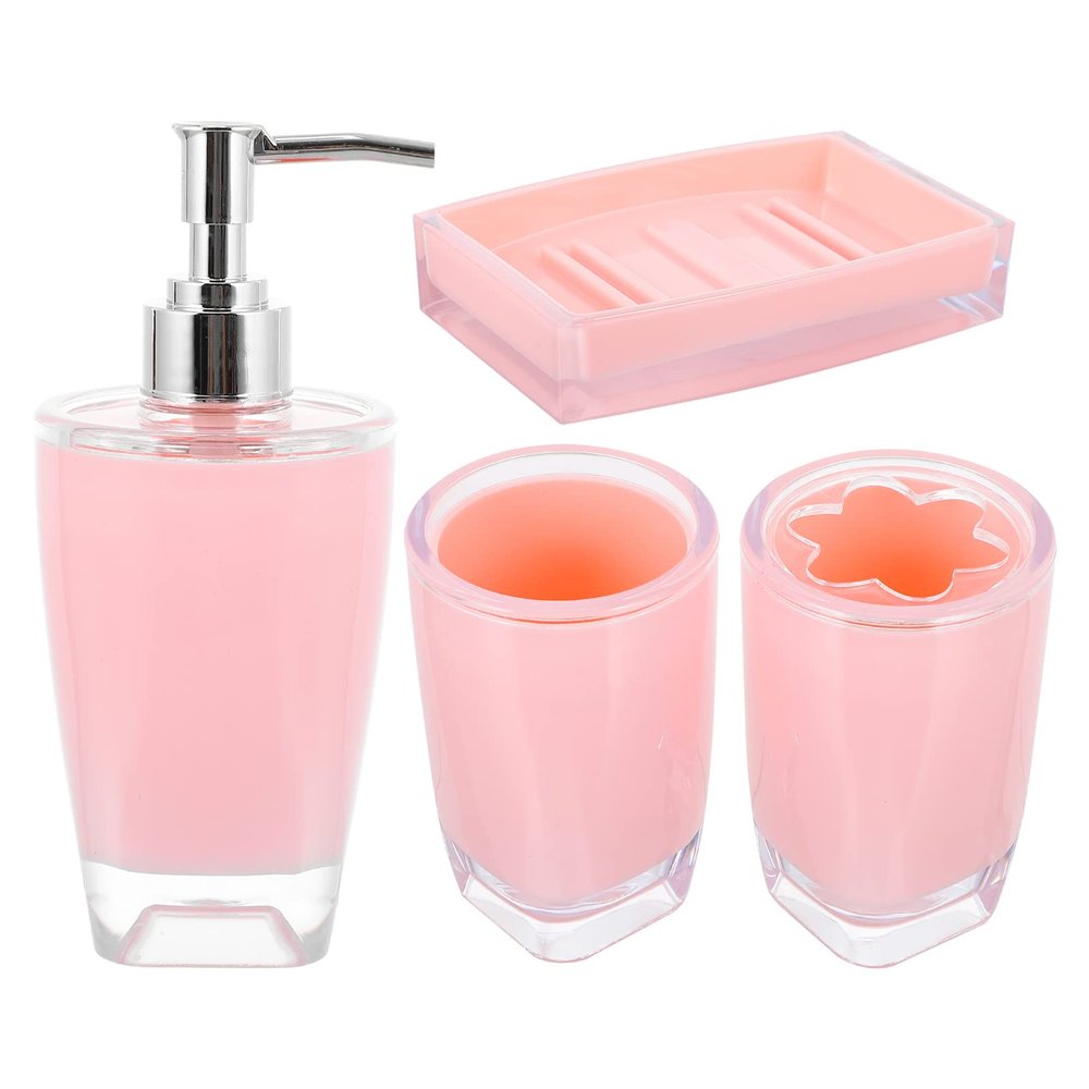 4-Piece White Bathroom Set Countertop Accessories Soap Dish Toothbrush Holder Bathing Supplies Elegant for Home Hotel