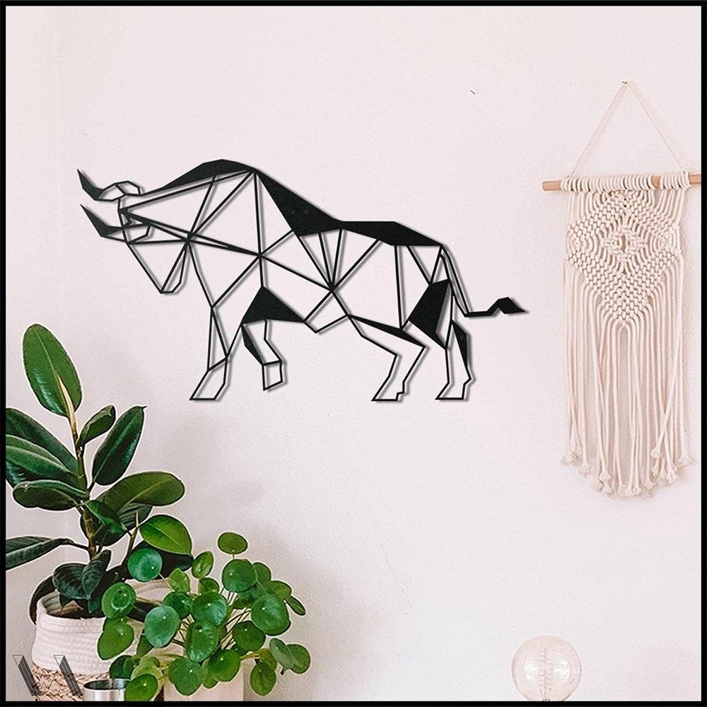 LaModaHome Bull 54x100 cm[21.2"x39.4" in] Metal Wall Art,Wall Decor, Living Room, Bedroom, Kitchen, Bathroom Interior Outdoor Decoration, Wall Hanging