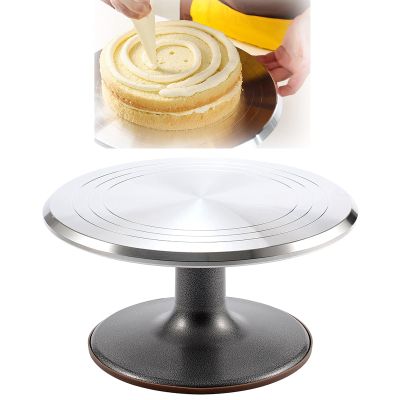 Aluminium Alloy Revolving Cake Stand 10" 12" 14"Cake Turntable, Silent Ball Bearing, With Silicone Anti-slip Mat, Swivel Turntable, Baking CakeDecoration Supplies (Size : 310mm-12inch)