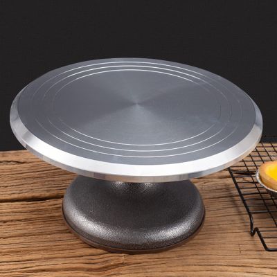 Aluminium Alloy Rotating Cake Turntable 10" 12" 14" Turntable Ring, Three-segment Circular Scale, With Non-Slipping Rubber Bottom, Revolving Cake Stand, Cake Decorating Supplies