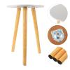 Cabilock 1pc Coffee Table Small Side Table Side Table Modern Bedside End Table Wood Side end Table Outdoor Side Table Round Tea Table Rustic end Table Nesting Tray Table Corner White view 4