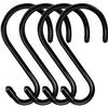 HiGift 6 Inch Large S Hooks for Hanging Heavy Duty, Non Slip Vinyl Coated S Hook for Closet, Steel Metal Black Rubber Coated S Hooks for Hanging Plant Jeans Pot Pan Clothes Purse Towel Bags- 4 Pack view 1