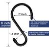 HiGift 6 Inch Large S Hooks for Hanging Heavy Duty, Non Slip Vinyl Coated S Hook for Closet, Steel Metal Black Rubber Coated S Hooks for Hanging Plant Jeans Pot Pan Clothes Purse Towel Bags- 4 Pack view 2