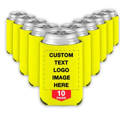10 PCS Custom Beer Can Cooler Sleeves Bulk Personalized Insulated Beverage Bottle Holder with Logo Image Text for Wedding Birthday Party