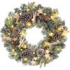 Briful Christmas Wreaths for Front Door 20in Christmas Wreath with Pinecone Wood Stars Artificial Hanging Wreath for Xmas Home Wall Mantle Indoor/Outdoor Porch Decor view 1