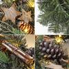 Briful Christmas Wreaths for Front Door 20in Christmas Wreath with Pinecone Wood Stars Artificial Hanging Wreath for Xmas Home Wall Mantle Indoor/Outdoor Porch Decor view 3