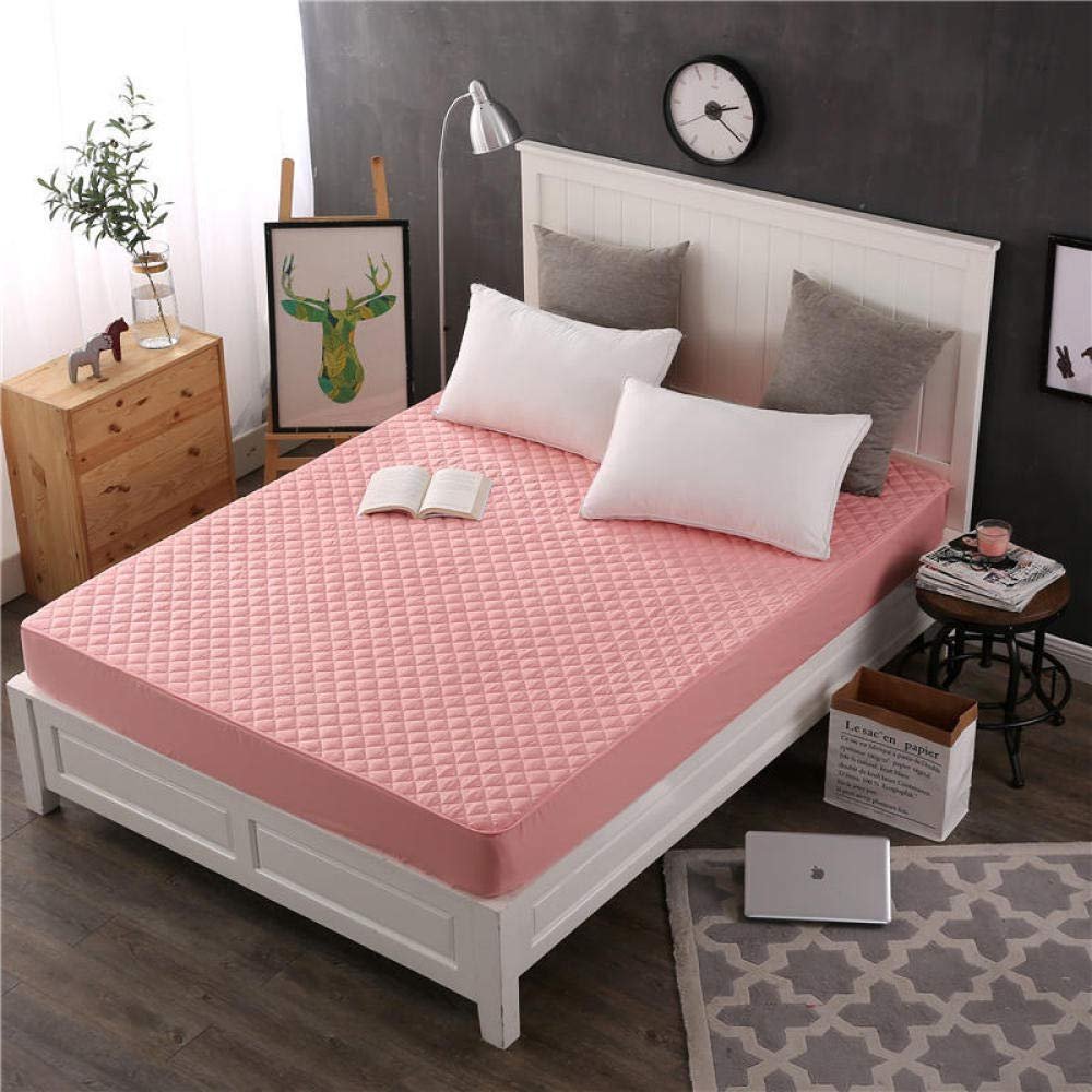 CFYCYHDZHT Bed Sheet Set Queen Size Thick Cotton Mattress Cover, Non Slip Warmth Solid Color Mattress Top Hat for Single Double King Size Bed Jade 135cm190cm