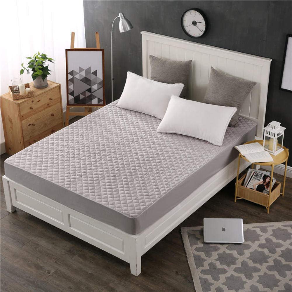 CFYCYHDZHT Hotel Luxurious Sheet Thick Cotton Mattress Cover, Non Slip Warmth Solid Color Mattress Top Hat for Single Double King Size Bed Grey 120cm200cm