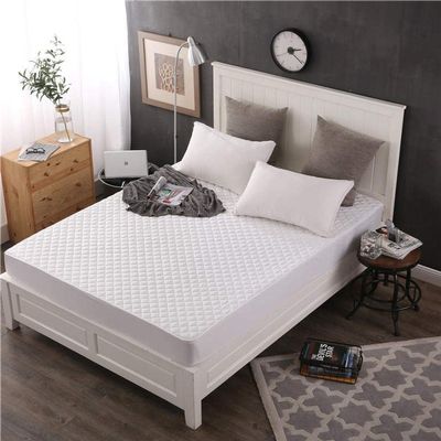 CFYCYHDZHT Bed Cover Room Thick Cotton Mattress Cover, Non Slip Warmth Solid Color Mattress Top Hat for Single Double King Size Bed White 100cm200cm