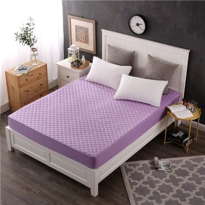 CFYCYHDZHT Breathable Lux Bed Sets Thick Cotton Mattress Cover, Non Slip Warmth Solid Color Mattress Top Hat for Single Double King Size Bed Purple 200cm220cm