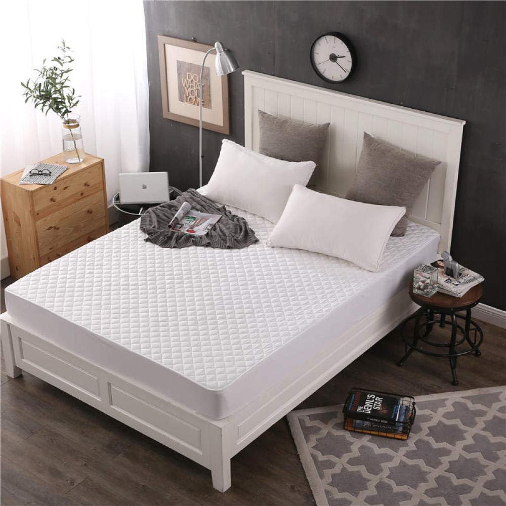 CFYCYHDZHT Ultra Soft Deep Pocket Thick Cotton Mattress Cover, Non Slip Warmth Solid Color Mattress Top Hat for Single Double King Size Bed White 120cm200cm