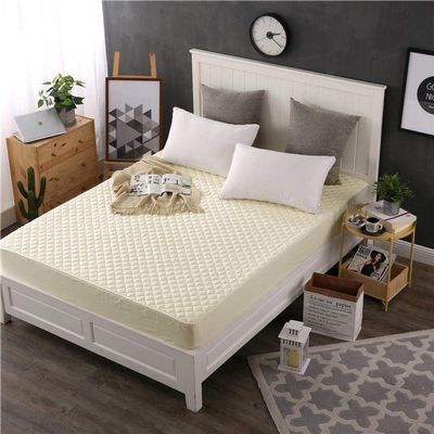 CFYCYHDZHT Comfortable Bed Sheet Thick Cotton Mattress Cover, Non Slip Warmth Solid Color Mattress Top Hat for Single Double King Size Bed Beige 120cm190cm