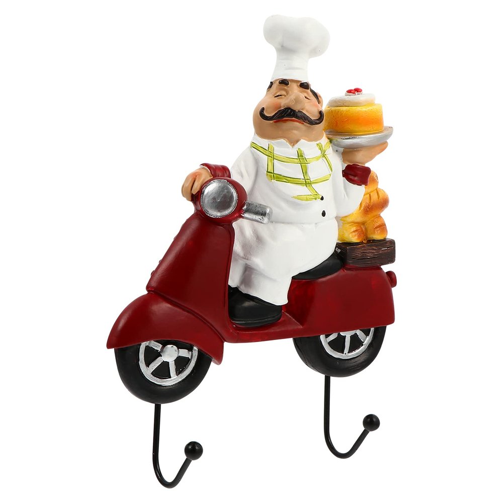 Amosfun Coat Hanger Wall Mount hat Kitchen pan Hangers for Chef Man Kitchen Decor and Accessories- Decorative Key Hook Hook Nail- Mug Spatula