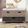 Merax Storage Bench with 2 Drawer and 1 Removable Baskets,Fully Assembled Entryway Storage Bench Shoe Bench with Removable Cushion for Home Collections view 1
