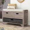Merax Storage Bench with 2 Drawer and 1 Removable Baskets,Fully Assembled Entryway Storage Bench Shoe Bench with Removable Cushion for Home Collections view 2
