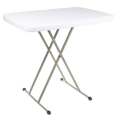 Lavish Home Small Adjustable Folding TV Tray Table, White, 19H-24H-28H
