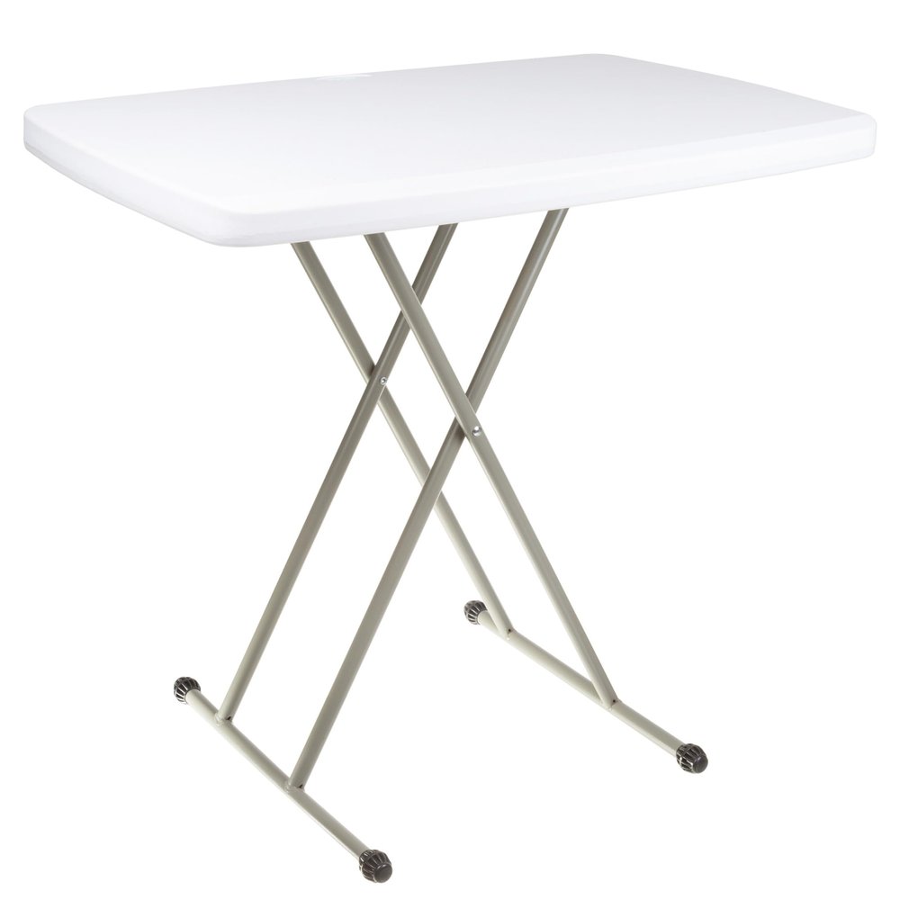 Lavish Home Small Adjustable Folding TV Tray Table, White, 19H-24H-28H