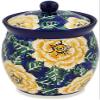 Polmedia Polish Pottery Jar with Lid UNIKAT - Butter Blooms Pattern Handmade in Boleslawiec Poland by Ceramika Artystyczna + Certificate of Authenticity view 1