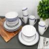 10 Strawberry Street Caf Stripe 16 Piece Coupe Dinnerware Set, Blue view 3