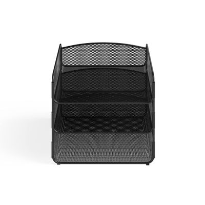 Safco Onyx Organizer Triple Tray: Store & Organize with Style - Powder Coated, Rectangular, Perfect for Home, Office & Classroom. Desktop or Tabletop