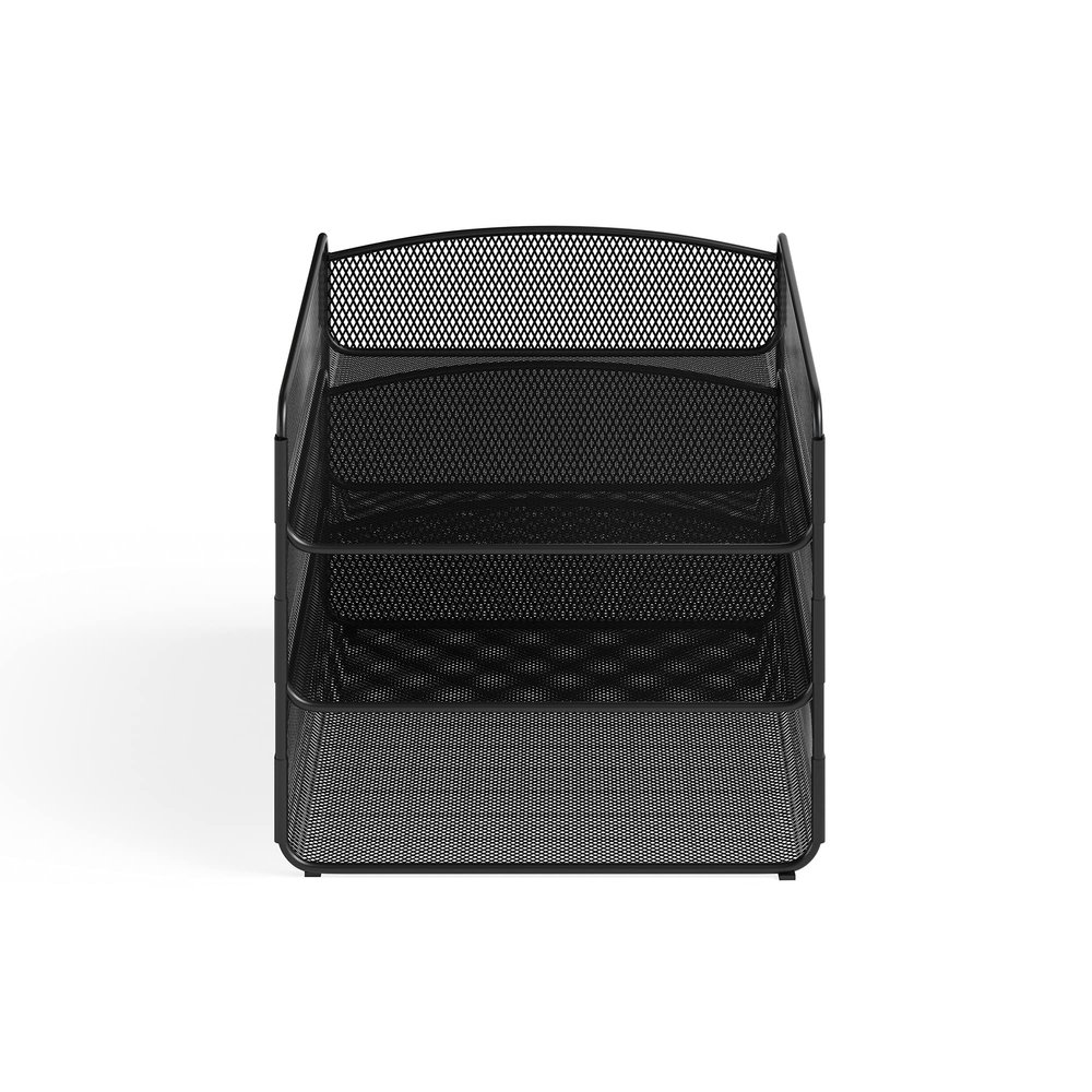 Safco Onyx Organizer Triple Tray: Store & Organize with Style - Powder Coated, Rectangular, Perfect for Home, Office & Classroom. Desktop or Tabletop