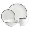 10 Strawberry Street Caf Stripe 16 Piece Coupe Dinnerware Set, Black view 2